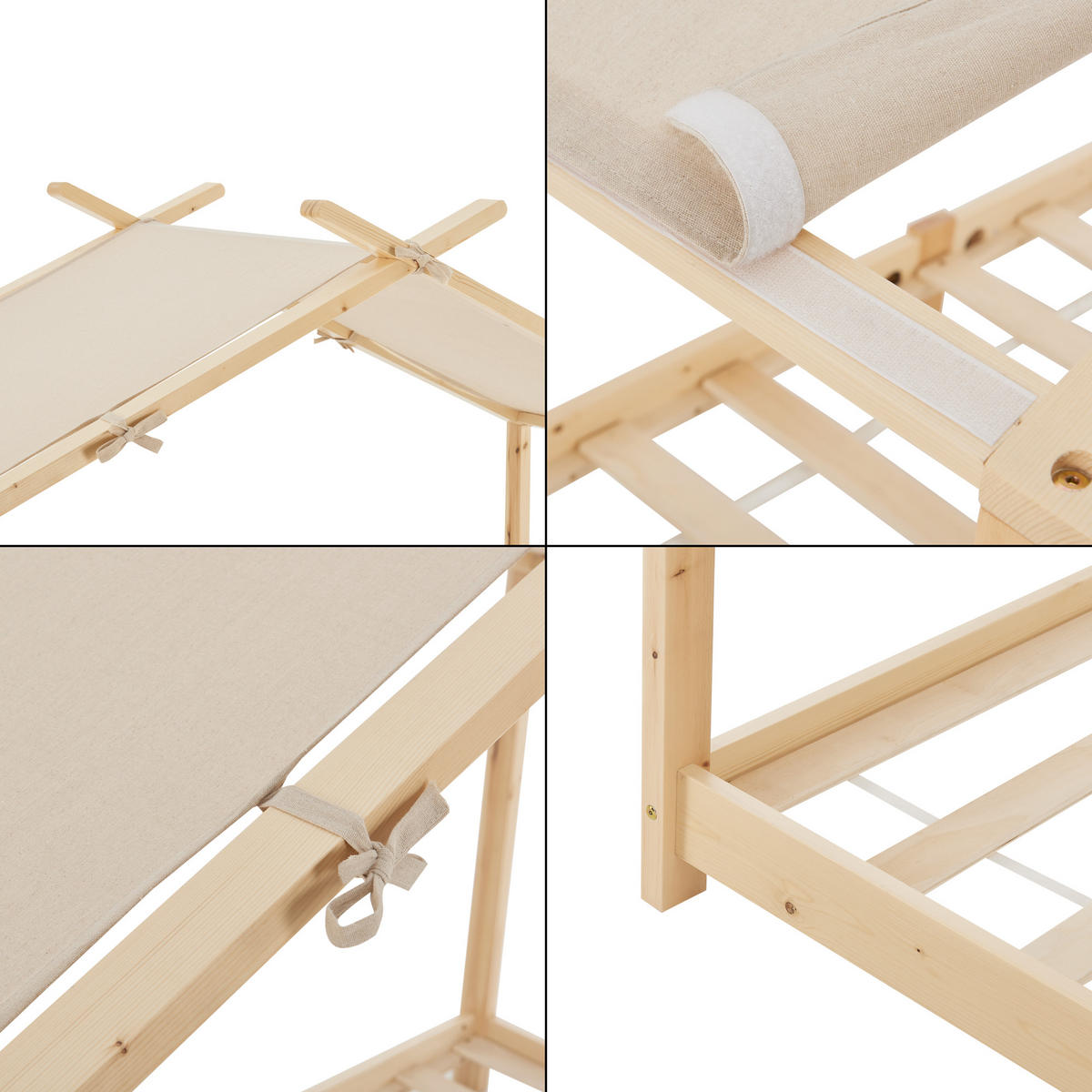 HAUSBETT Brome mit Matratze - Naturfarben, Holz/Textil (90/200cm) - [en.casa]