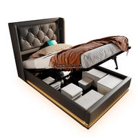 POLSTERBETT 90/200 cm Schwarz aus PU mit Stauraum, LED und USB- und Type-C-Anschlüssen - Schwarz, Kunststoff (90/200cm) - Flora Grace