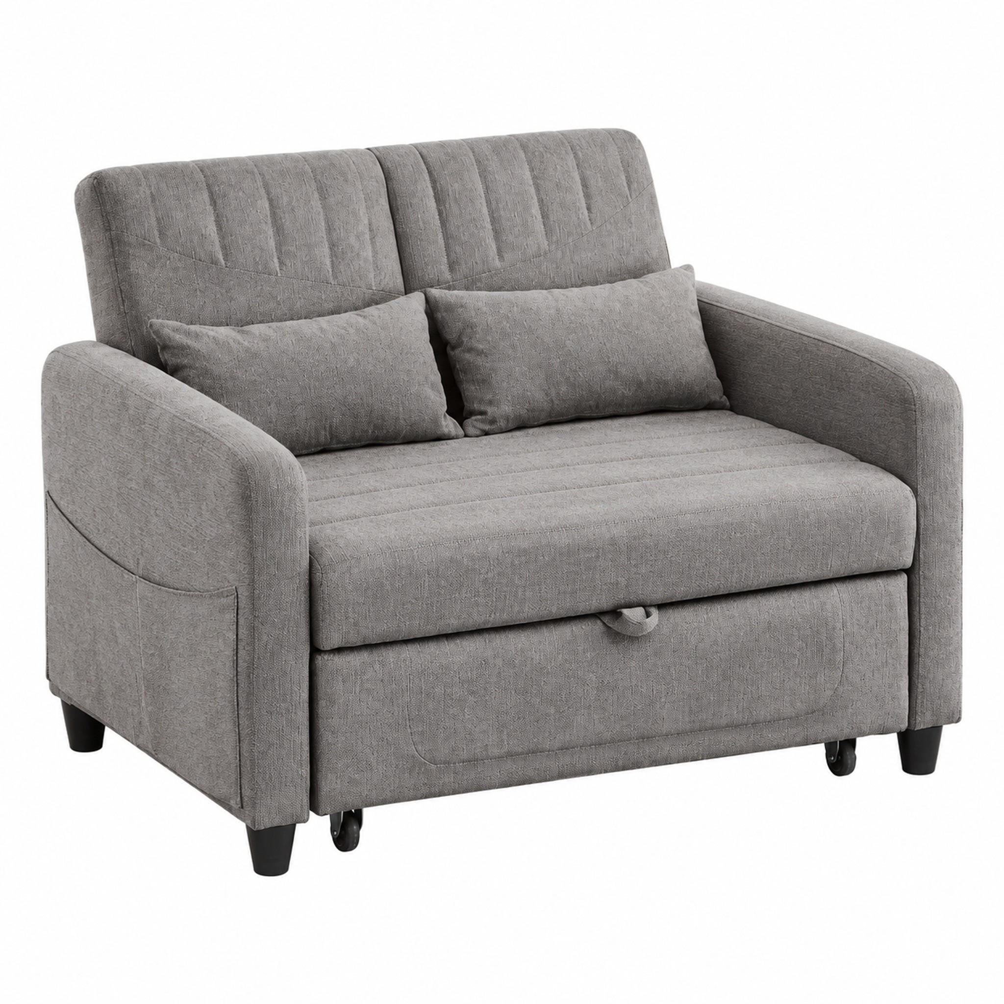 SOFABETT mit Schlaffunktion 166x95 cm Baumwoll-Leinen Grau - Grau, Metall (77/82.5/114cm) - Meubliv