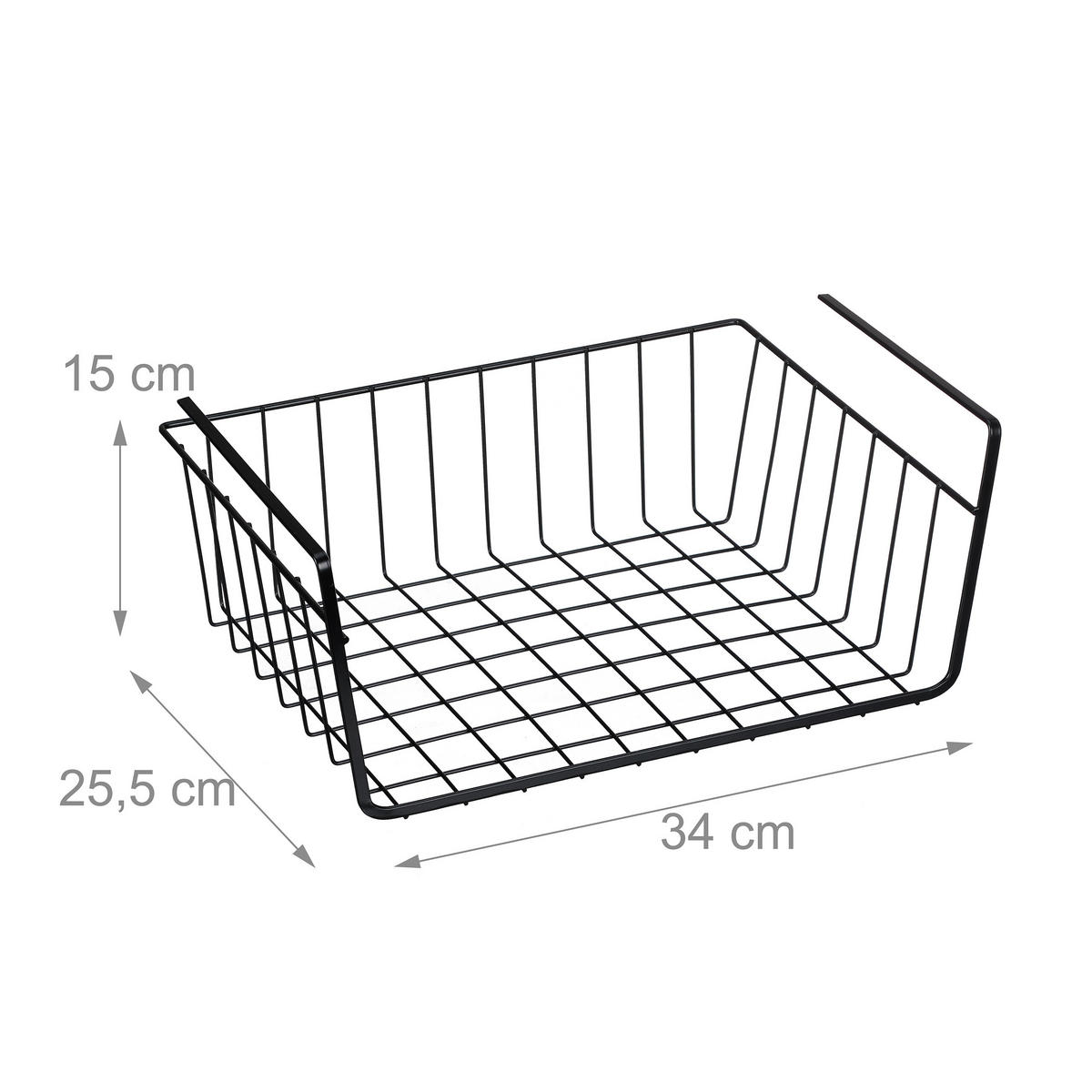 2xUNTERREGALHÄNGEKORB - Schwarz, Metall (34/15/25.5cm) - Relaxdays