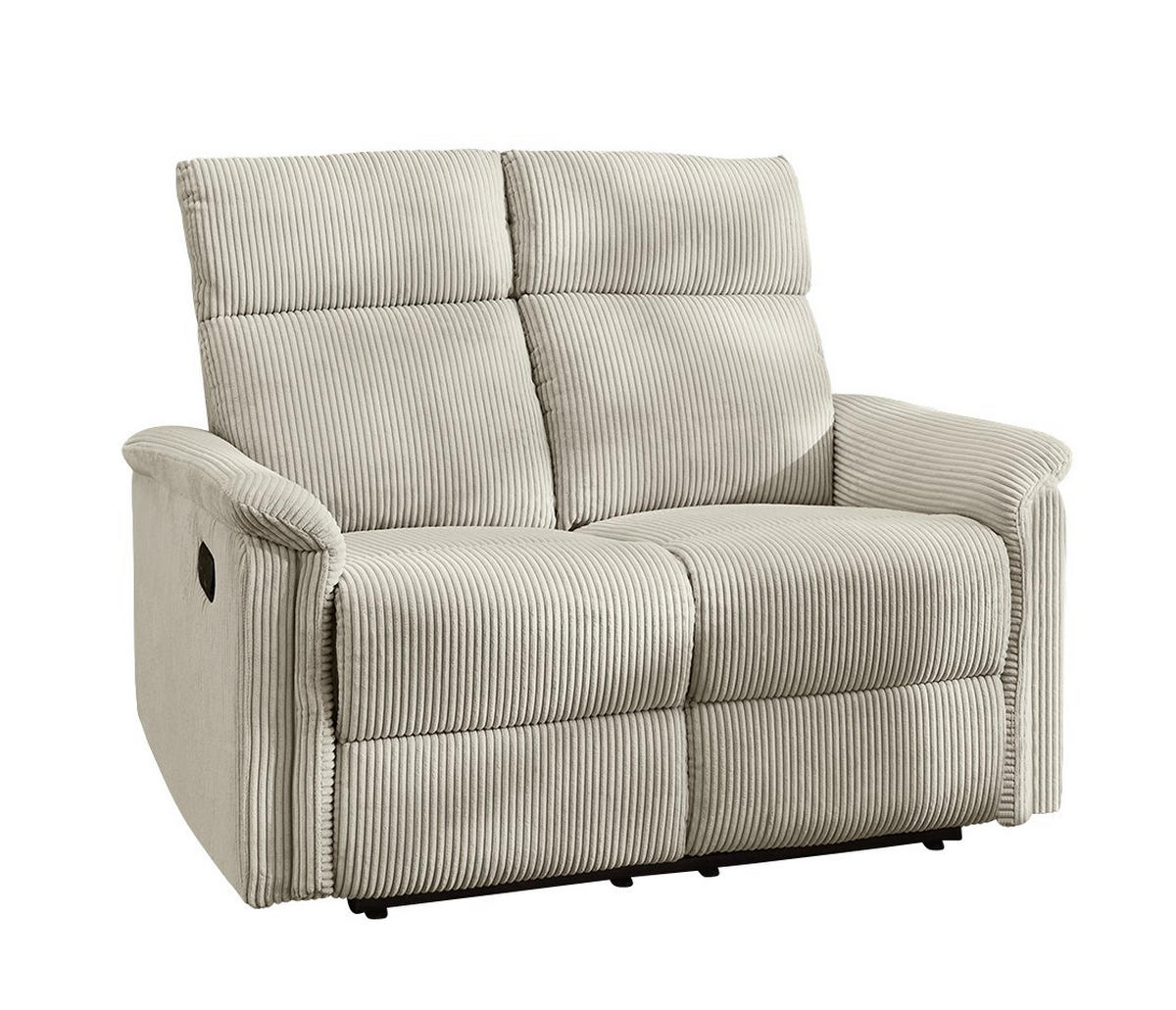 2-SITZER-RELAXSOFA Federkern, Liegefunktion verstellbar durch halbautomatische Relaxfunktion B127/T93/H100 cm, Cord Beige / 15505 - Beige/Schwarz, Textil (127/100/93cm) - luma-home