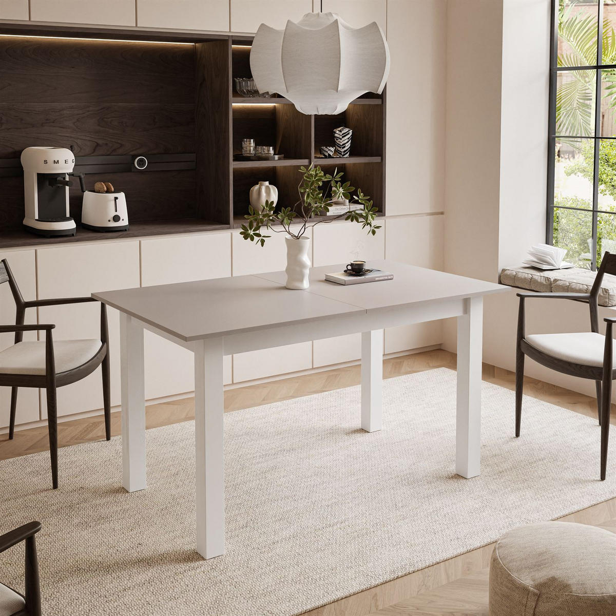 ESSTISCH ARTON 140-195 cm für 6-8 Personen - Beige/Weiß, Holzwerkstoff/Metall (140/80/77cm) - Lookway