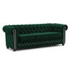 CHESTERFIELD-SOFA 3-Sitzer mit Schlaffunktion Cleo Blink Flasche Grün Samt mit Kristallsteppung und braunen Massivholzfüßen - Braun/Grün, Holz/Textil (203/72/86cm) - S-Style Möbel