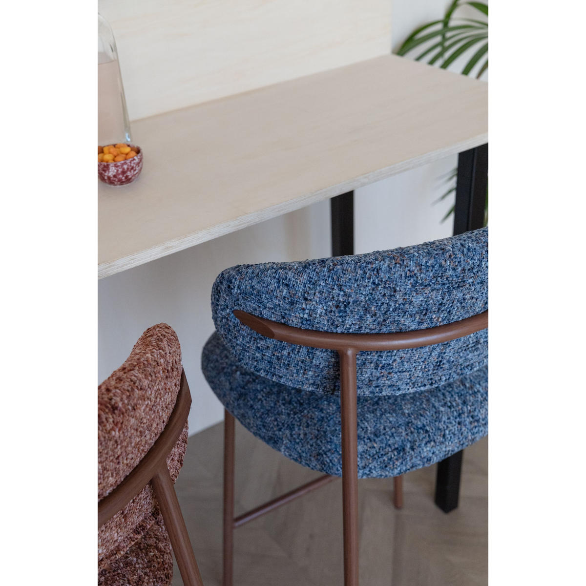 BARHOCKER Claes mit Rückenlehne 65 cm Blau - 2 er Set - Blau, Kunststoff (44/94/51cm) - Housecraft Living