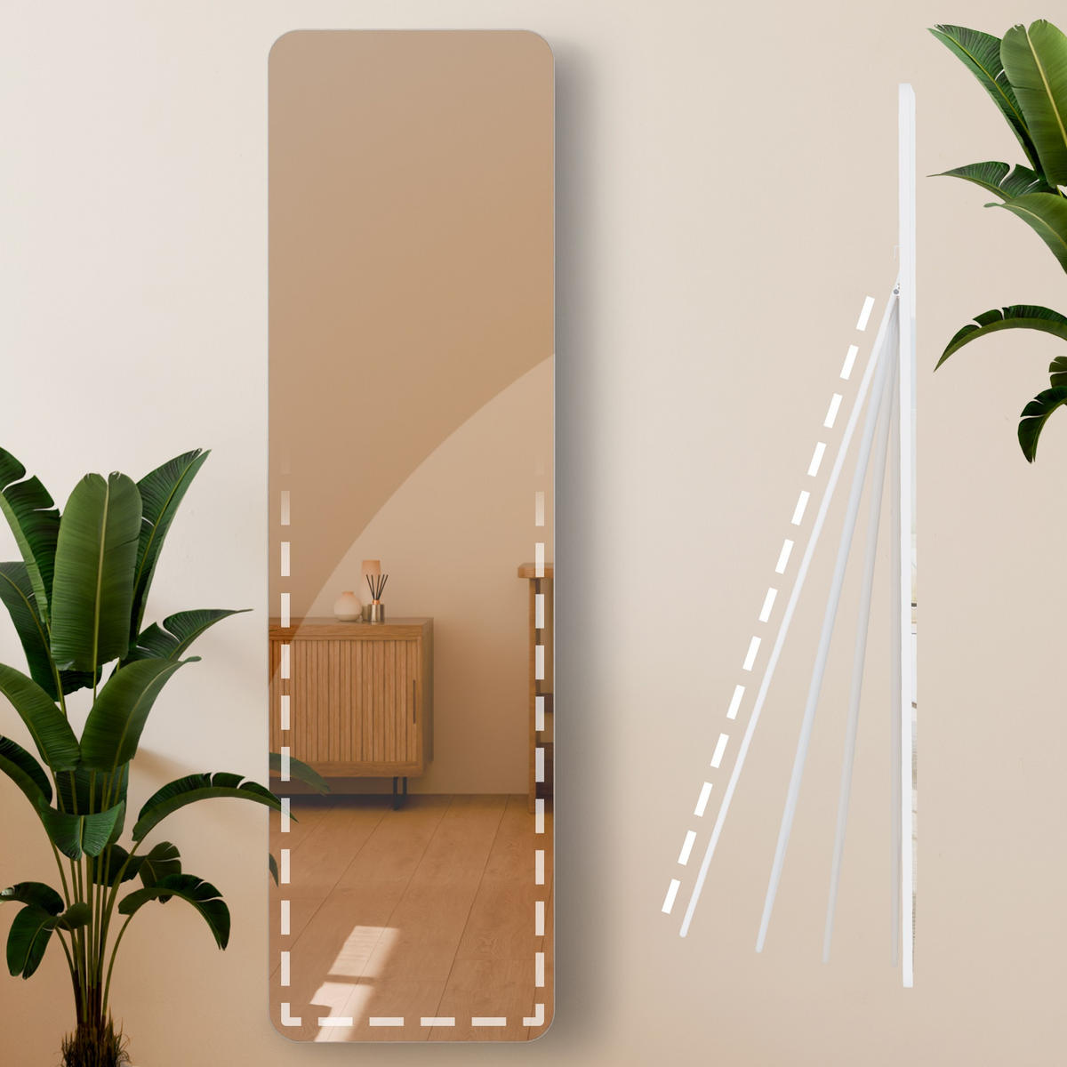 STANDSPIEGEL Murcia Glas Weiß matt Ganzkörperspiegel - Weiß, Glas (40/140/3cm) - DELUKE