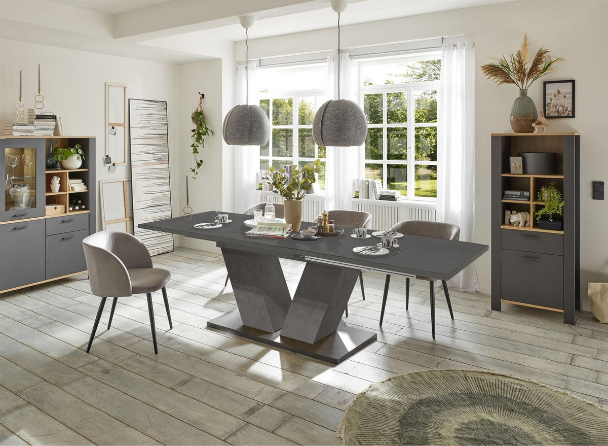 ESSTISCH ausziehbar Elena 180x90x76 Graphit - Dunkelgrau, Holzwerkstoff (180/90/76cm) - 58aufmkessel