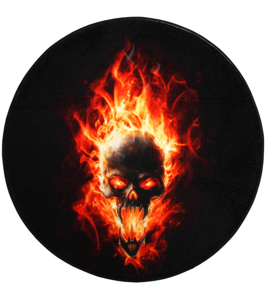 BADTEPPICH rund Totenkopf in Flammen Ø 80 cm - Schwarz, Textil (80/80cm) - Sanilo