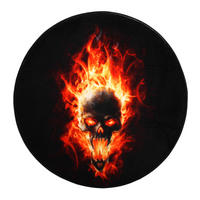 BADTEPPICH rund Totenkopf in Flammen Ø 80 cm - Schwarz, Textil (80/80cm) - Sanilo