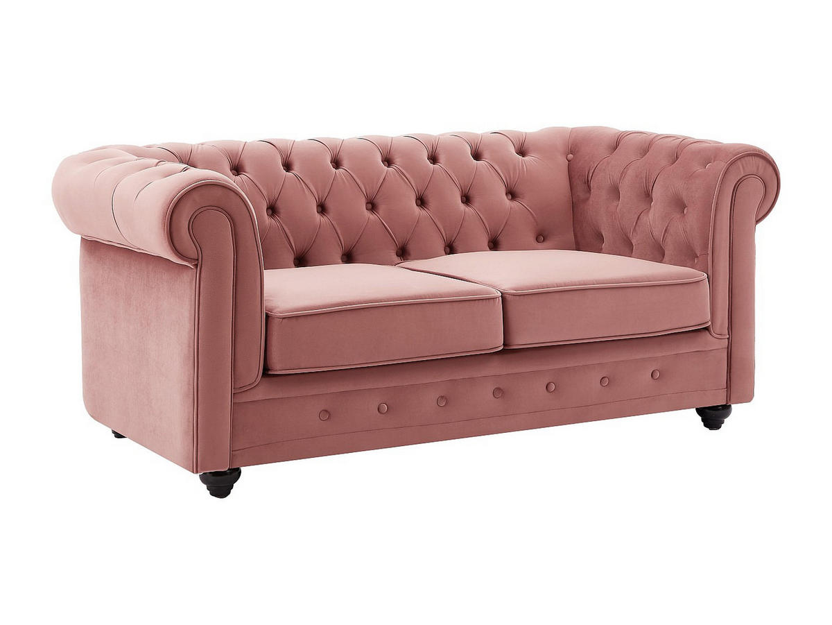 SOFA 2-Sitzer - Samt - Pastellrosa - CHESTERFIELD - Pink, Textil (168/72/88cm) - Vente-Unique