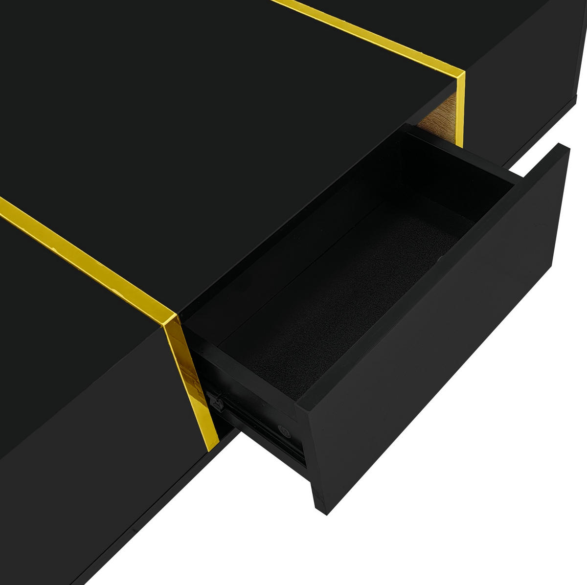 COUCHTISCH 100/60/41.5 cm schwarz aus MDF mit Hochglanz und 2 Schubladen - Schwarz, Holzwerkstoff (100/60/41.5cm) - OKMYHOME