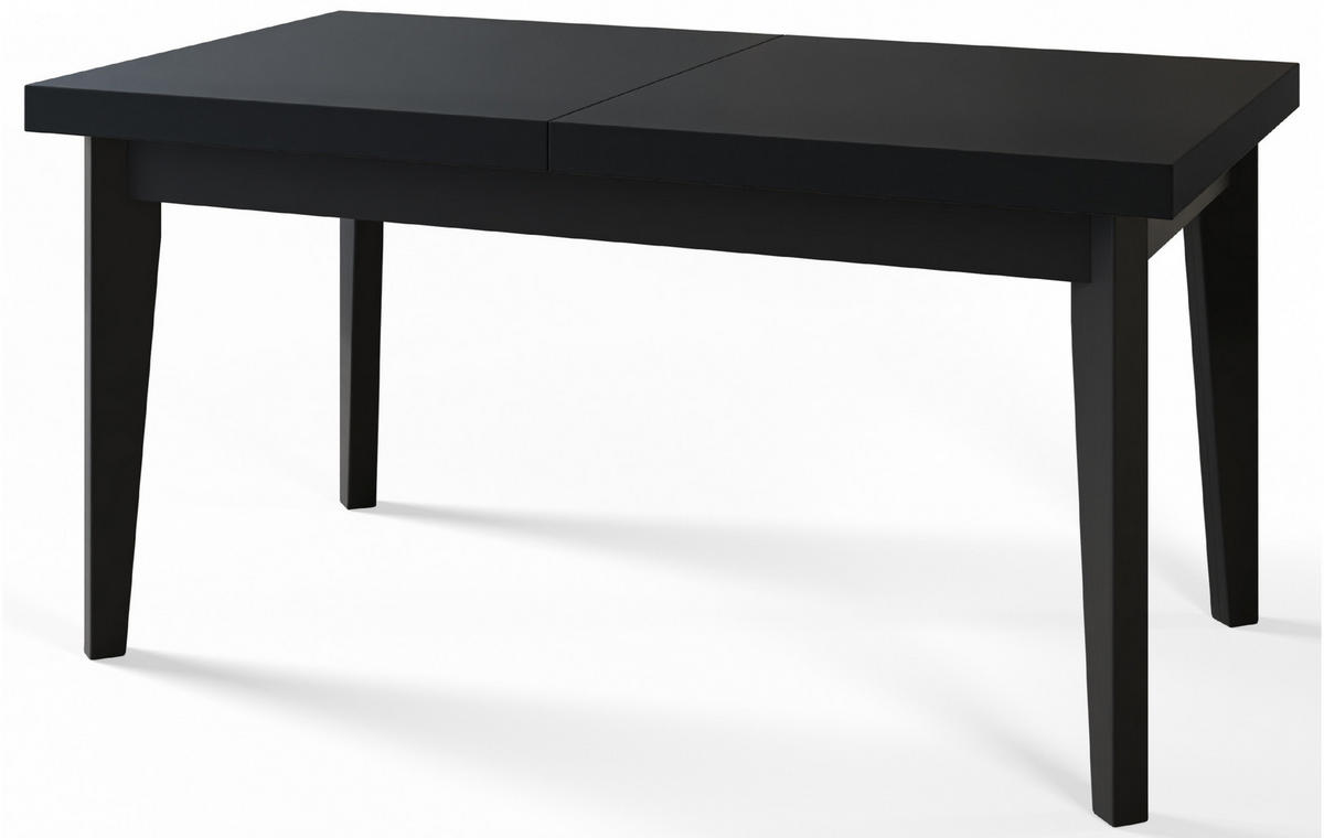 ESSZIMMERTISCH SKANDI, ausziehbarer Tisch: 120-160X80X78 cm, Farbe: Schwarz, mit Holzbeinen in Farbe Schwarz - Schwarz, Holzwerkstoff (120/80/78cm) - Alpi-Möbel