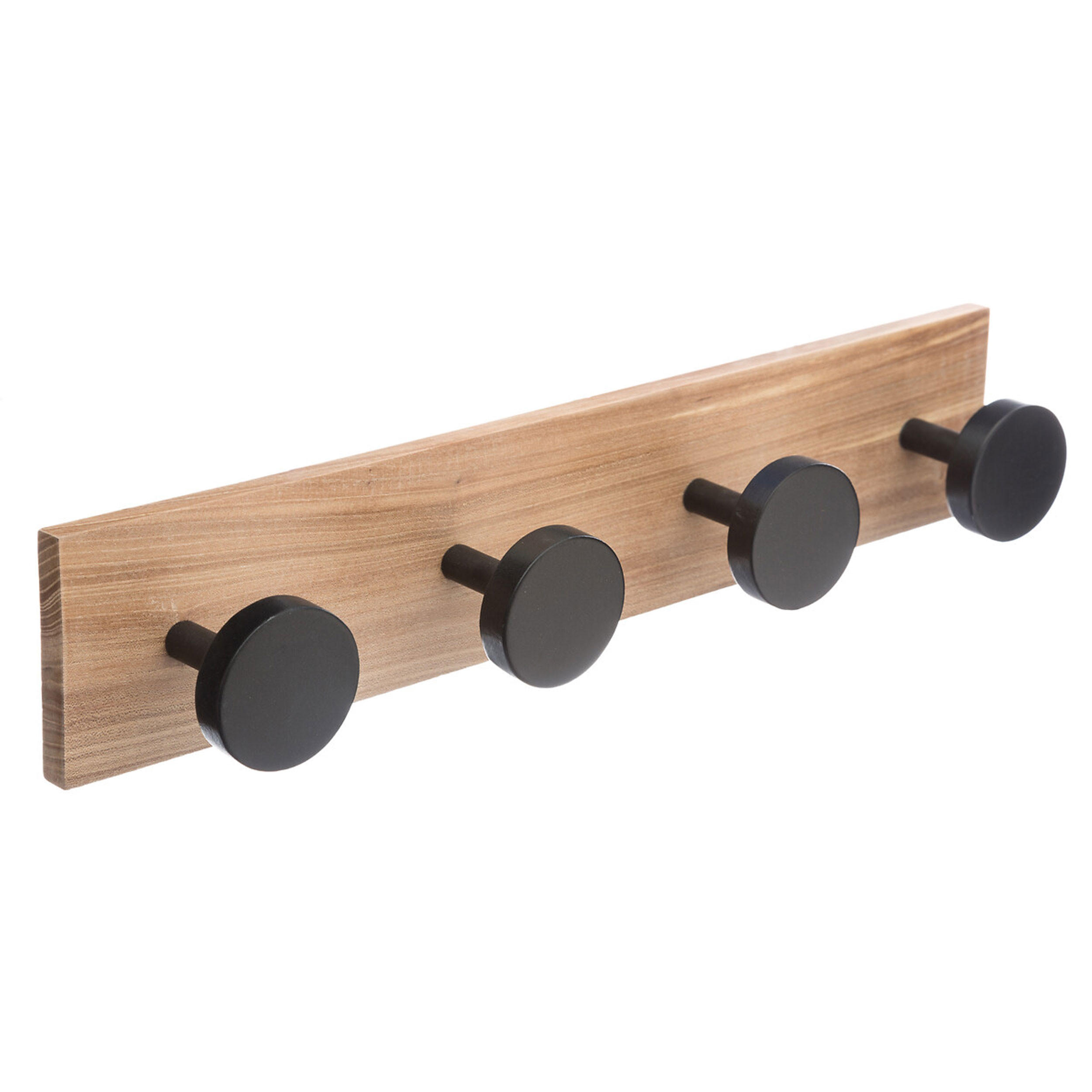 WANDGARDEROBE mit 4 Haken, Kiefernholz, MDF, Braun, Schwarz, 40 cm, - Braun, Holz (6.5/40/8cm) - 5five Simply Smart