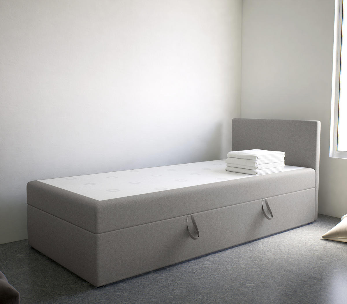 BOXBETT Verdig Mini Basic 90x200 Hellgrau Rechts - Hellgrau, Holz (90/200cm) - Fedve