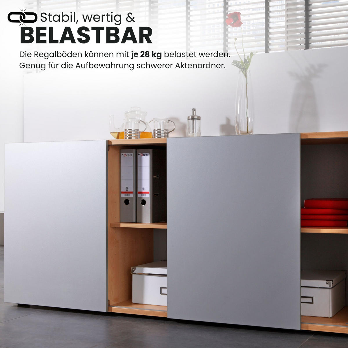 SIDEBOARD mit Schwebetür 42/160/74,8 cm in Grau/Silberfarben - Silberfarben/Grau, Holzwerkstoff (160/74.8/42cm) - bümö