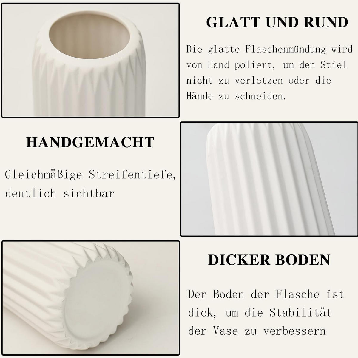 VASE 20 cm Keramik - Weiß, Keramik (20cm) - LIBRATON