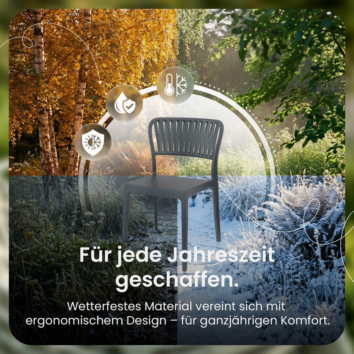 GARTENSTUHL 4er Set Kunststoff Dunkelgrau - Dunkelgrau, Kunststoff (45/84/55cm) - CLP
