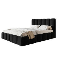 BETT 140x200 - Polsterbett mit Bettkasten und Holzrahmen - Modern Betten - Weicher Jasminstoff - Kollektion Lucy - Schwarz - Schwarz, Holz/Textil (140/200cm) - Alpi-Möbel