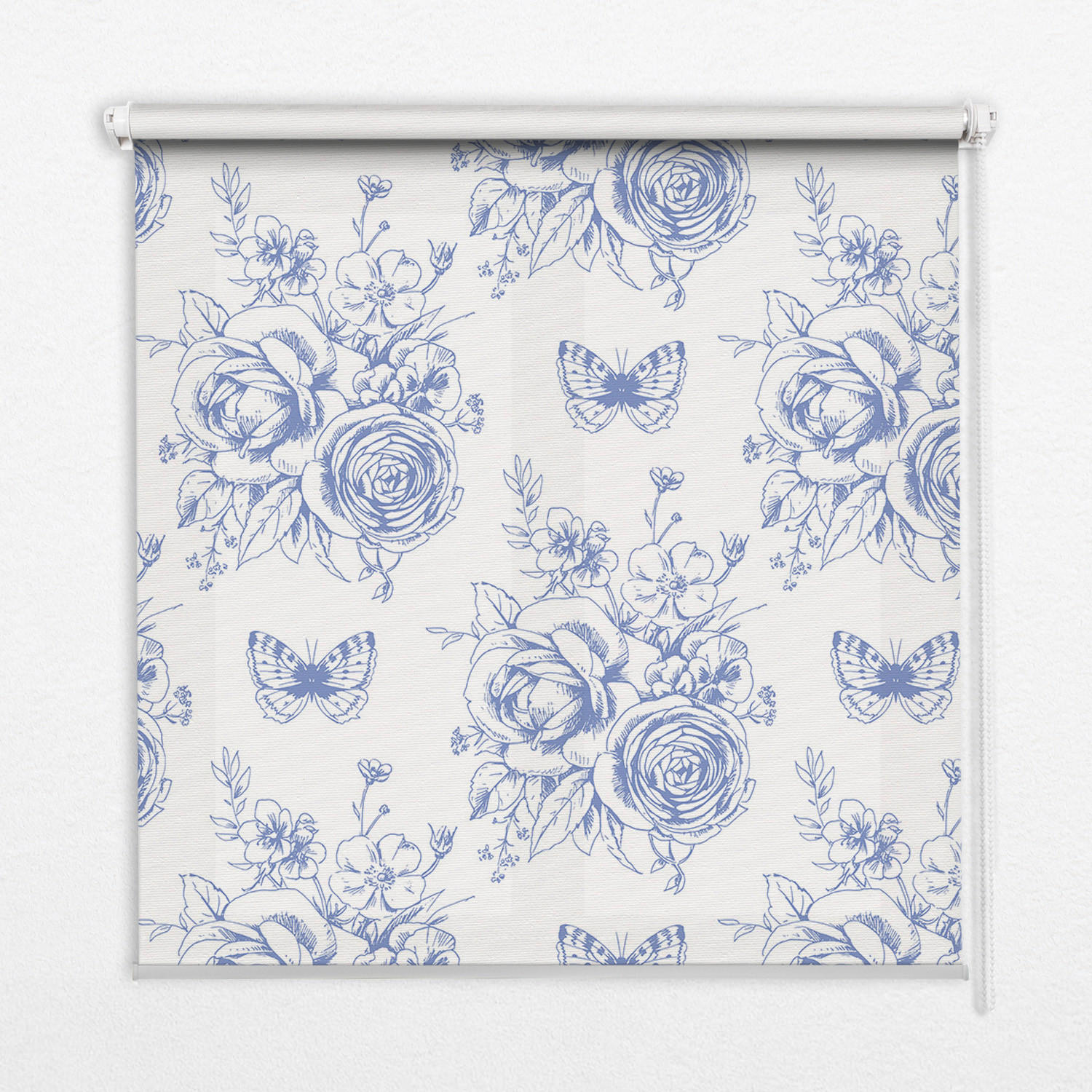 INNENROLLO - Fensterrollo - Rollo - 120x140 cm - Blaue Blumen und Schmetterlinge - Blau, Kunststoff (120/140/0.5cm) - TULUP