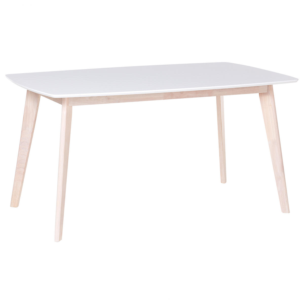 ESSTISCH 150/90/75 cm Weiß, Hellbraun Rechteckig Santos - Weiß, Holzwerkstoff (150/90/75cm) - Beliani