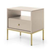 NACHTTISCH Beige Monako Mit Goldenem Gestell - Beige/Goldfarben, Holzwerkstoff (53.6/56.2/39cm) - Sepro Meble
