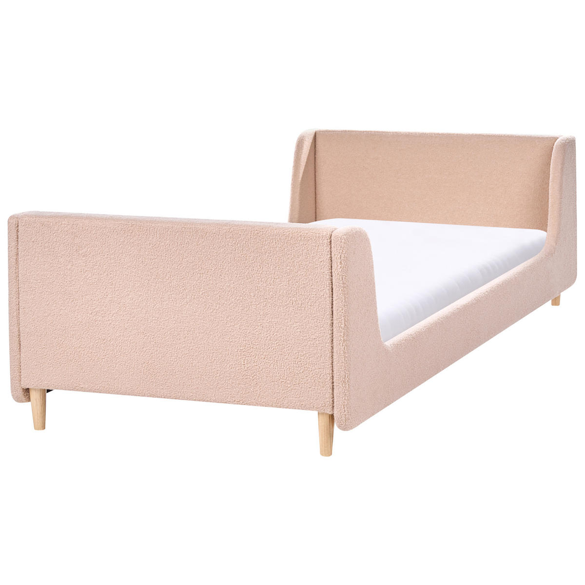 KINDERBETT Bouclé 90/200 cm Beige Laye - Beige/Braun, Textil (90/200cm) - Beliani