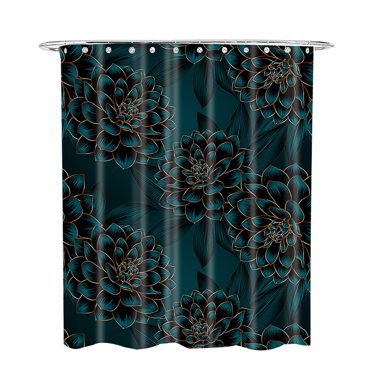 DUSCHVORHANG Dahlien 180 x 200 cm - Blau, Textil (180/200cm) - Sanilo