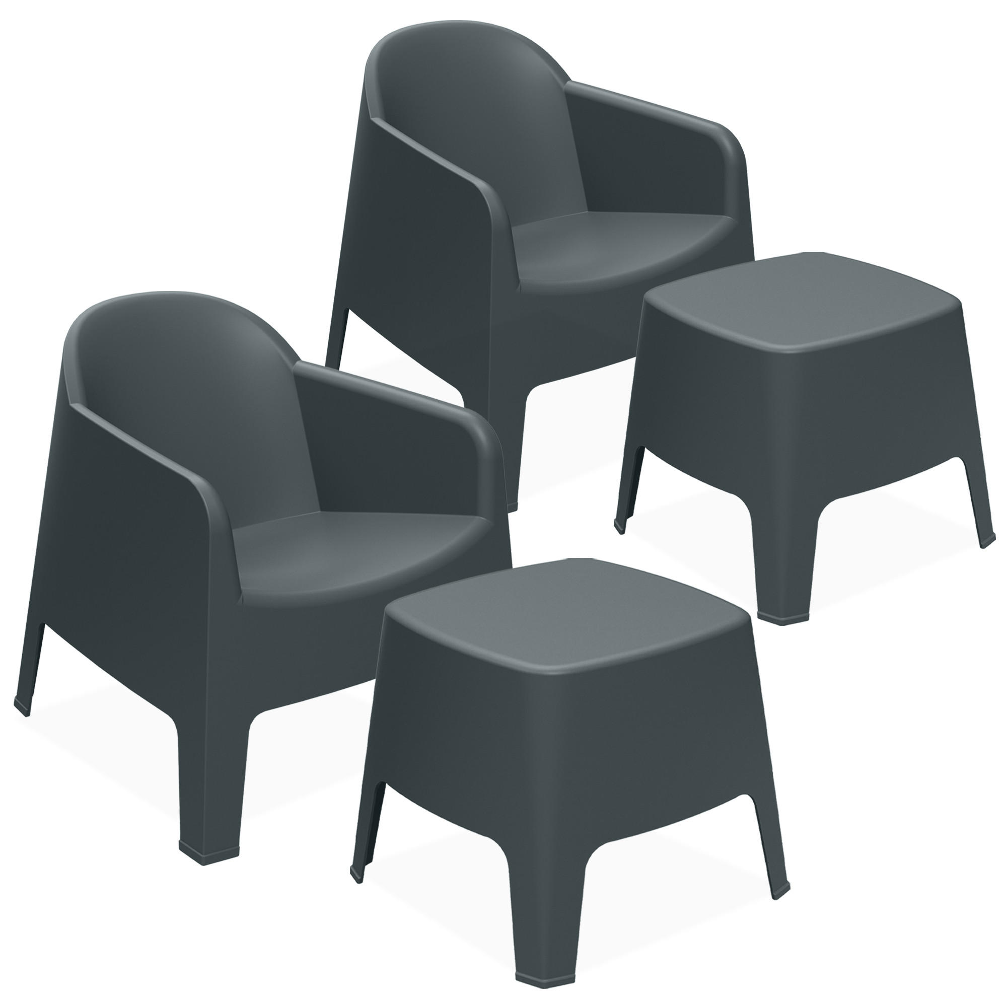 GARTENMÖBEL-SET MALUS, 4-tlg - Anthrazit, Kunststoff - KONSIMO®