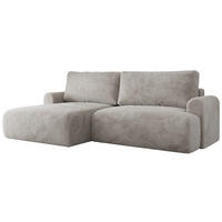 ECKSCHLAFSOFA TONO L Hellgrau Plüsch - links - Hellgrau/Schwarz, Kunststoff/Textil (260/150cm) - MKS