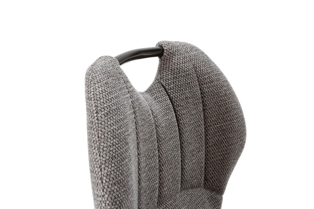 BARHOCKER (Set aus 2) aus Stoff mit schwarzen Metallbeinen - muli 48/51/65 cm - Grau, Textil (51/65/48cm) - Calicosy