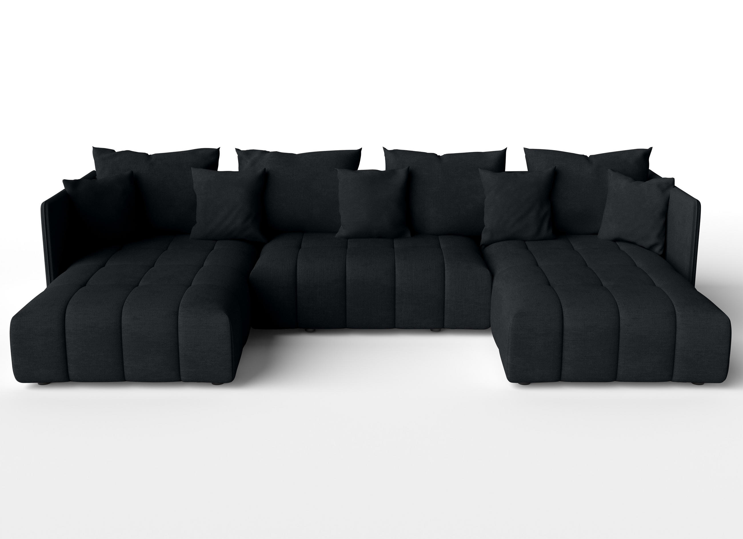 WOHNLANDSCHAFT Veliro U Schwarz 353/180/83 cm mit Schlaffunktion und Bettkasten - Schwarz, Kunststoff/Textil (353/83/180cm) - AX Living