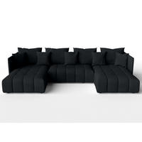 WOHNLANDSCHAFT Veliro U Schwarz 353/180/83 cm mit Schlaffunktion und Bettkasten - Schwarz, Kunststoff/Textil (353/83/180cm) - AX Living