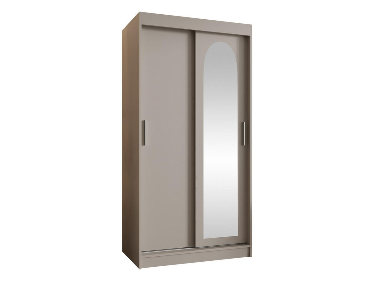 SCHWEBETÜRENSCHRANK Selfie 100 cm mit Schubladen - Kaschmir/Silberfarben, Holzwerkstoff/Kunststoff (100/200/62cm) - MIRJAN24