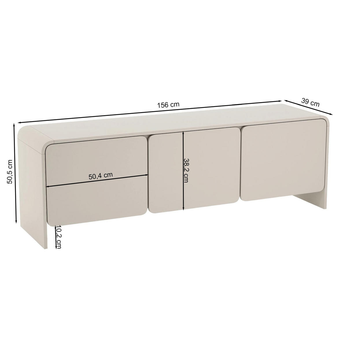 TV stolík Lummo kašmírovo sivý 156/39/50 cm - taupe, kompozitné drevo (156/50.5/39cm) - Selsey