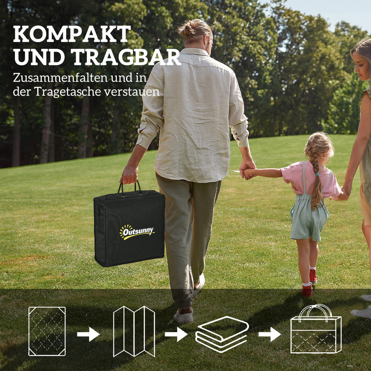 OUTDOOR-TEPPICH robuster Wetterfest Outdoorteppich - Blau, Kunststoff (274/182cm) - Outsunny