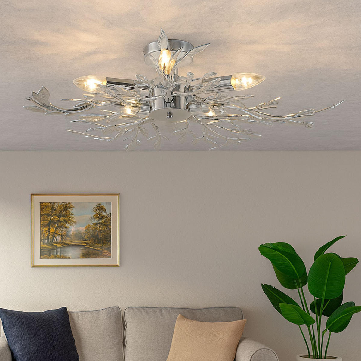 LED DECKENLEUCHTE Metall Acryl Silber - Silberfarben, Metall (71/71/16cm) - Globo Lighting