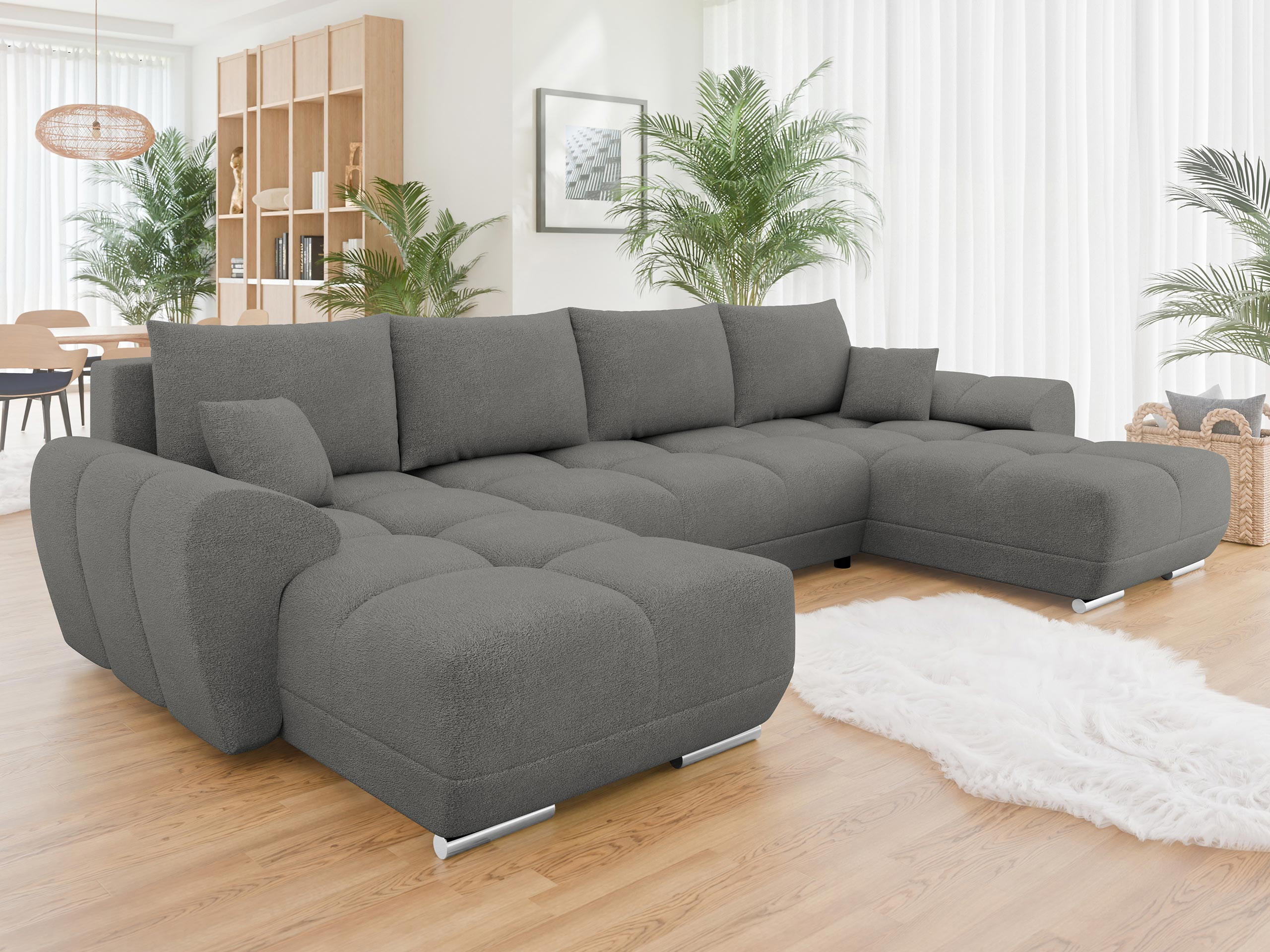 WOHNLANDSCHAFT Logo U - Grau, Holz/Kunststoff (362/85/183cm) - MIRJAN24