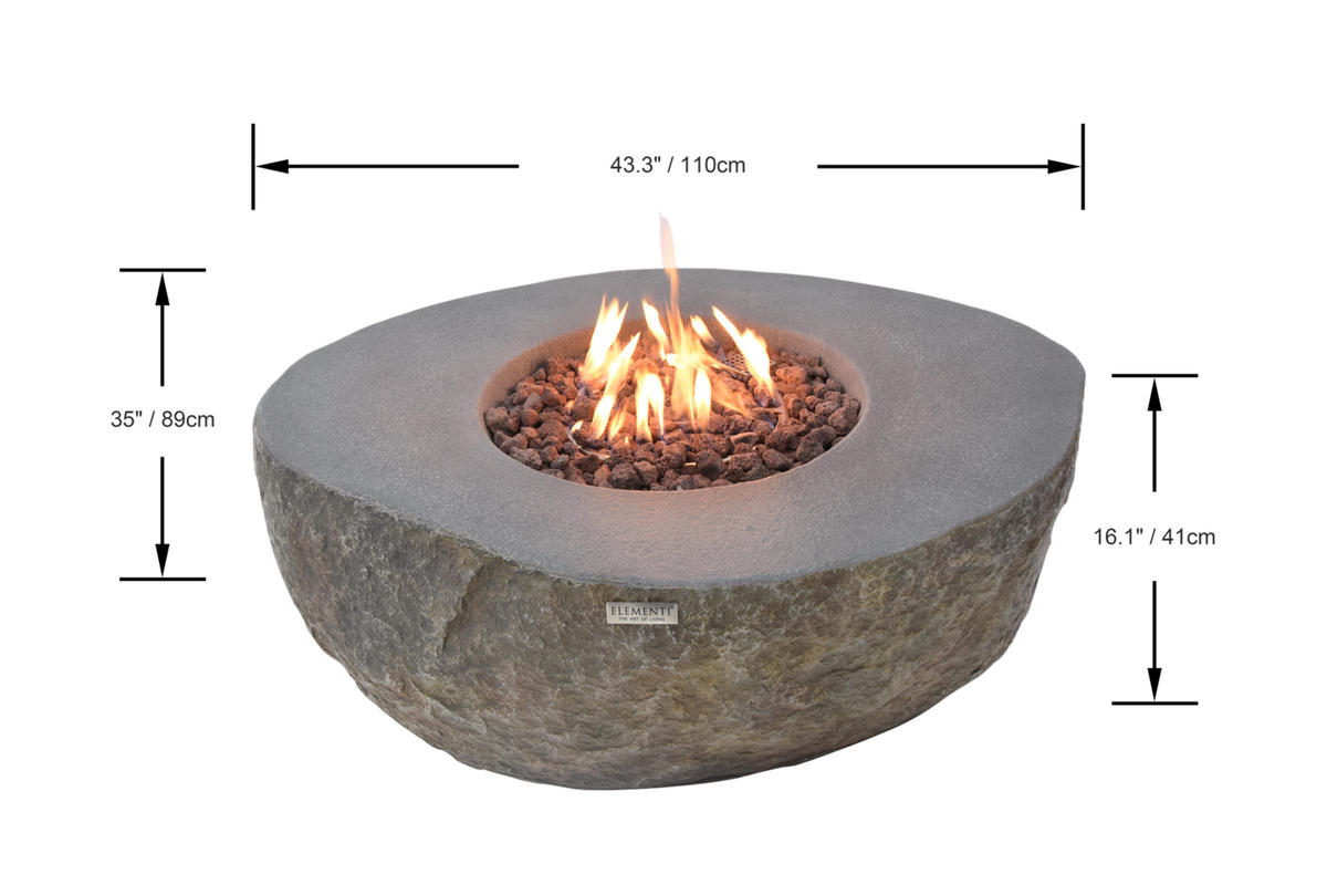 FEUERTISCH Boulder Gasfeuerstelle aus GF-Beton 110/89/41 cm - Naturfarben, Naturmaterialien (89/41/110cm) - Elementi
