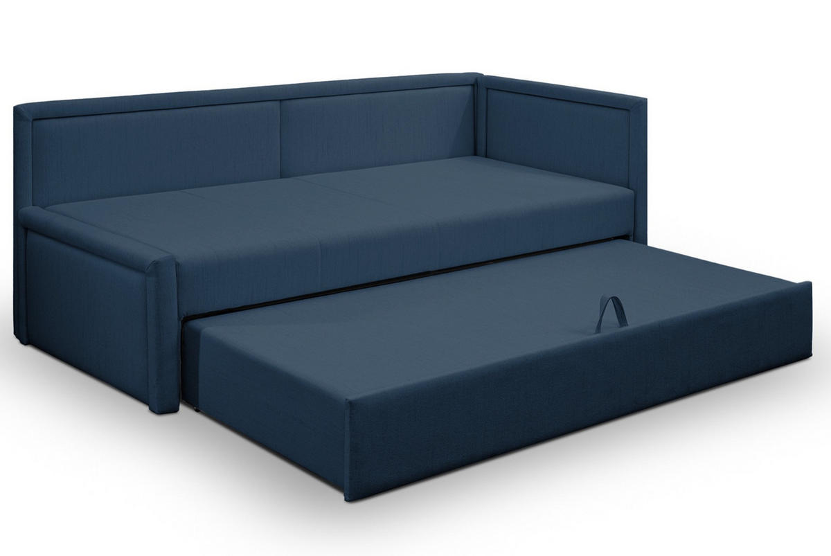 JUGENDBETT Caprili Dunkelblau ausziehbar für 2 Personen - Schwarz/Dunkelblau, Holz/Textil (82/189cm) - Selsey