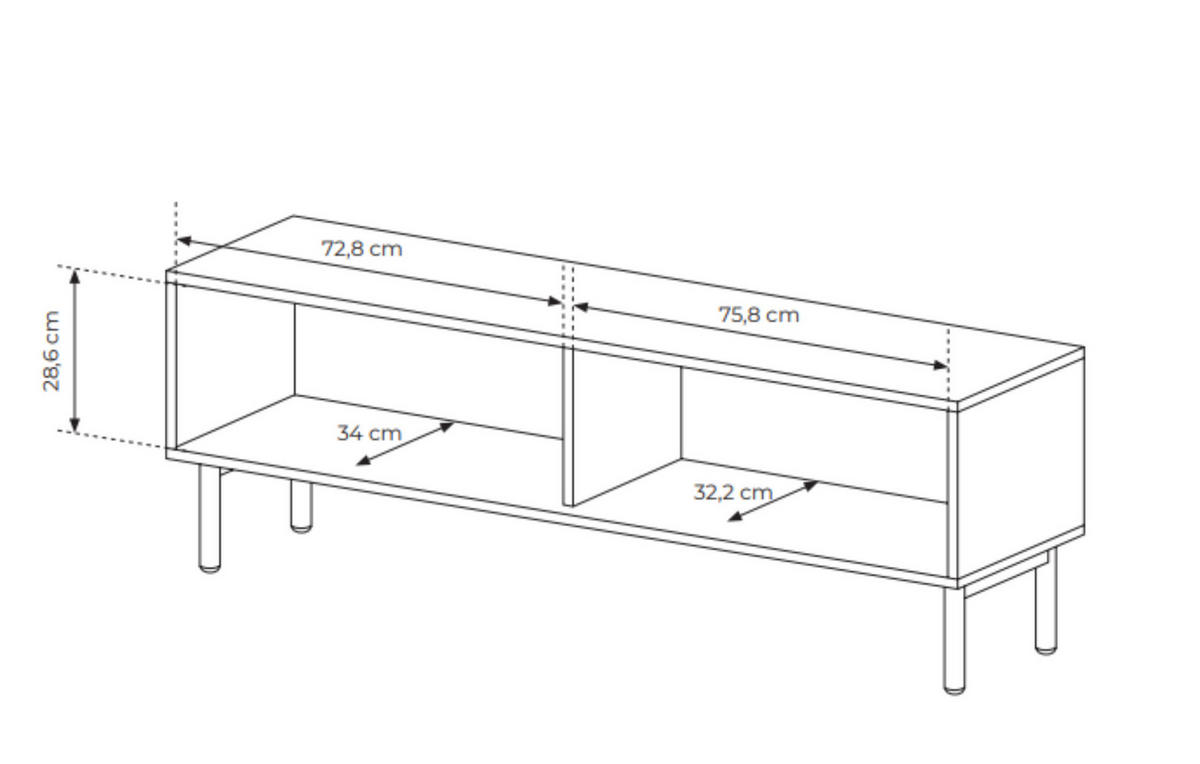 RTV-SCHRANK Aviro Eiche Cremona, zweitüriger TV-Tisch - Hellbraun/Eichefarben, Holzwerkstoff (154/52/40cm) - Bettso