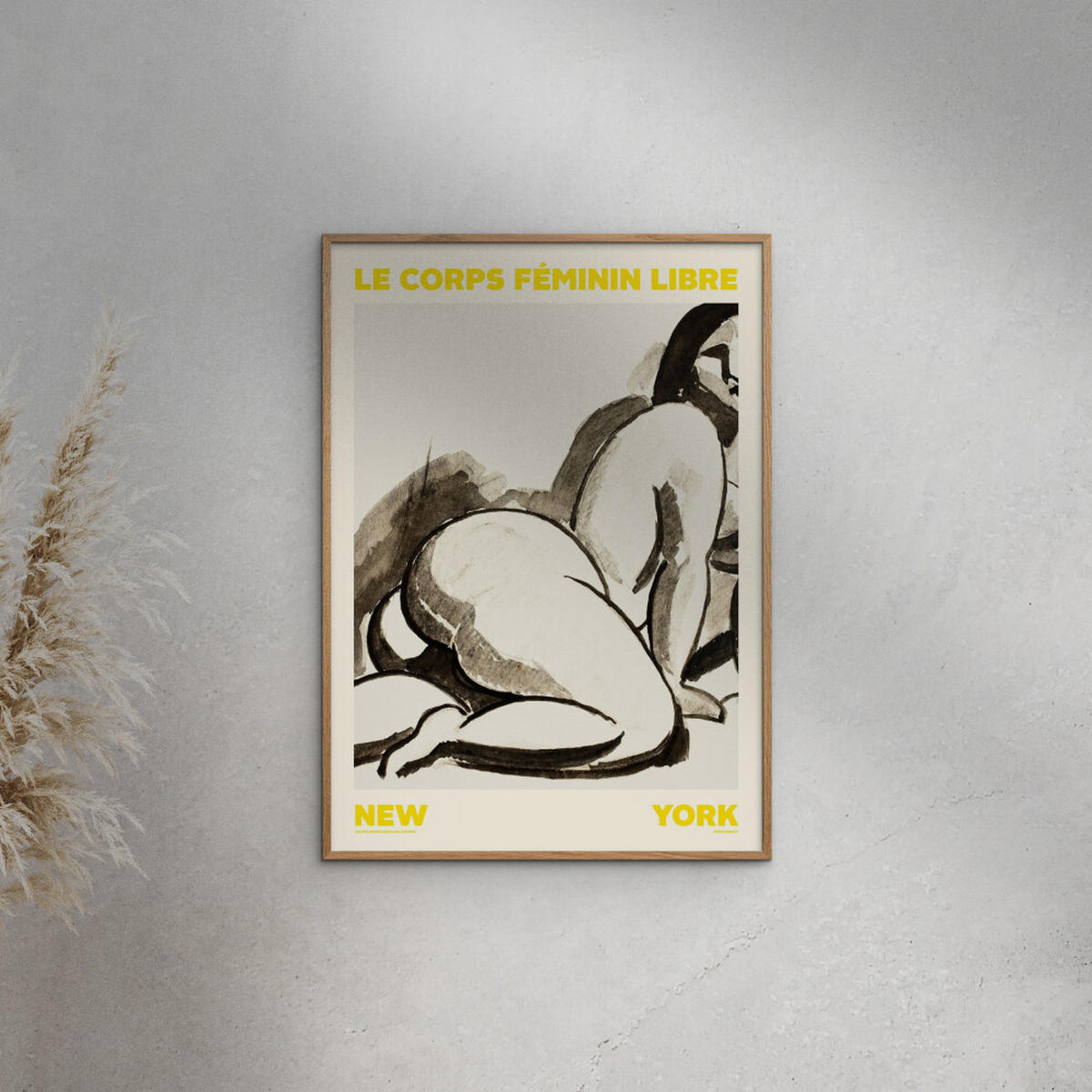 POSTER mit Rahmen Arch Atelier - Féminin Libre 01 - Eichefarben/Gelb, Holz/Papier (70/100cm) - Poster&Frame