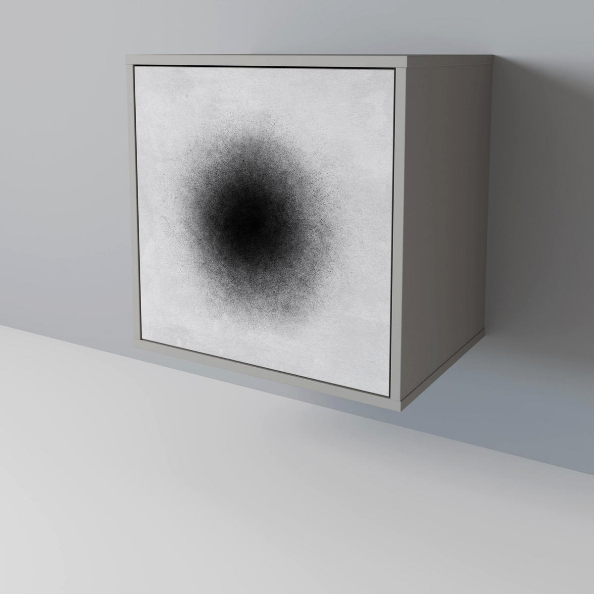 SIDEBOARD BLACK HOLE, Grau, 57,5x42x75,5 cm, Goldfarbene Metallfüße - Goldfarben/Multicolor, Holzwerkstoff/Metall (57.5/75.5/42cm) - SpaceRebels