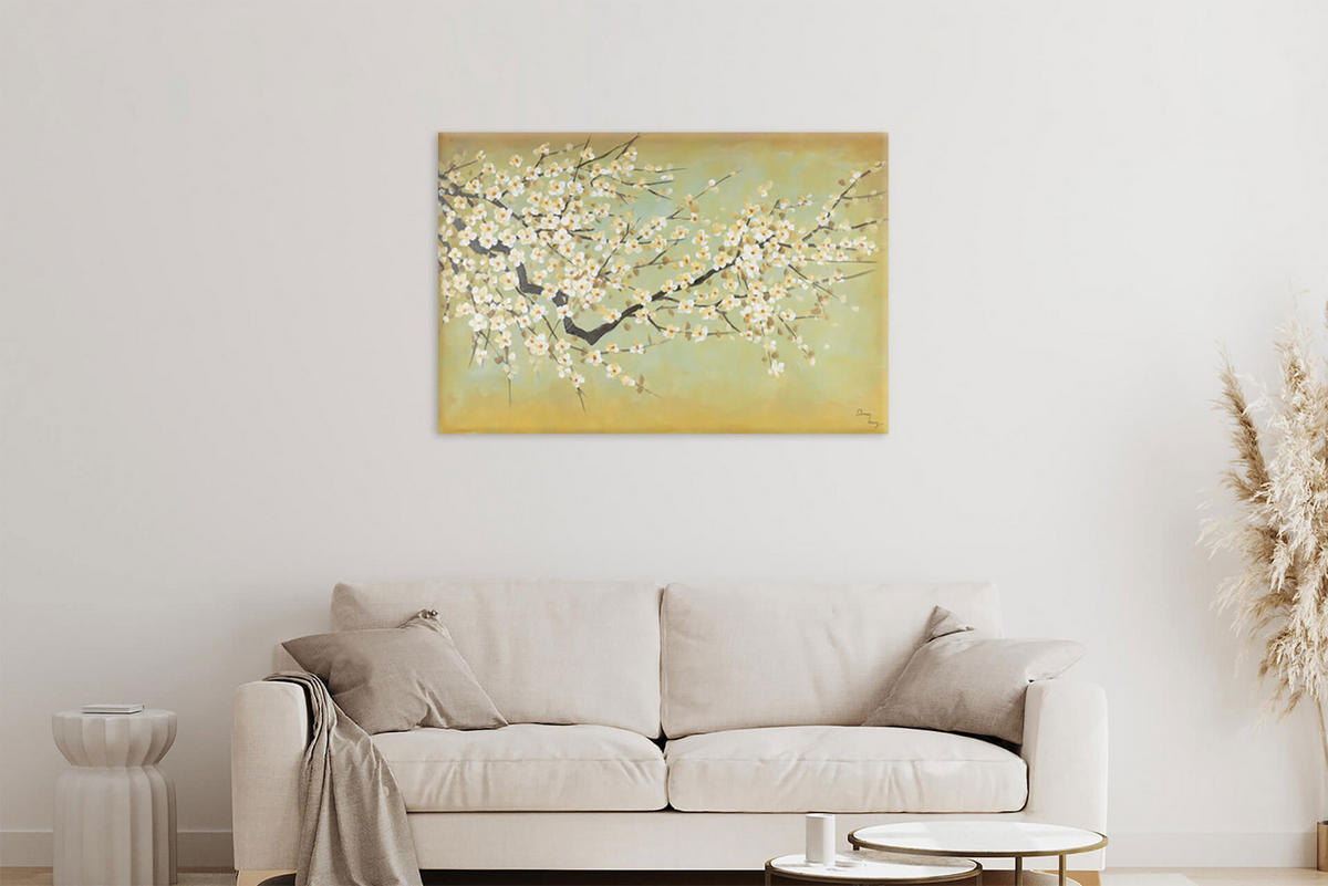 ACRYLBILD HANDGEMALT 120/80 cm - Gelb/Weiß, Holz/Textil (120/80cm) - KUNSTLOFT