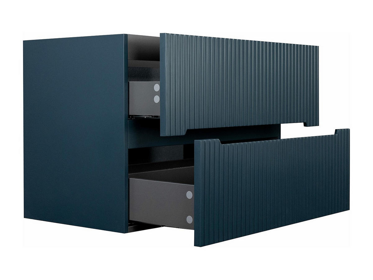 WASCHBECKENUNTERSCHRANK hängend - 80 cm - Blau gerippt - PAVANI - Blau, Holz (80/55/45.5cm) - Vente-Unique