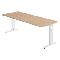 SCHREIBTISCH Serie-O 80/200/74 cm in Eichefarben/Weiß - Eichefarben/Weiß, Holzwerkstoff (80/200/74cm) - bümö