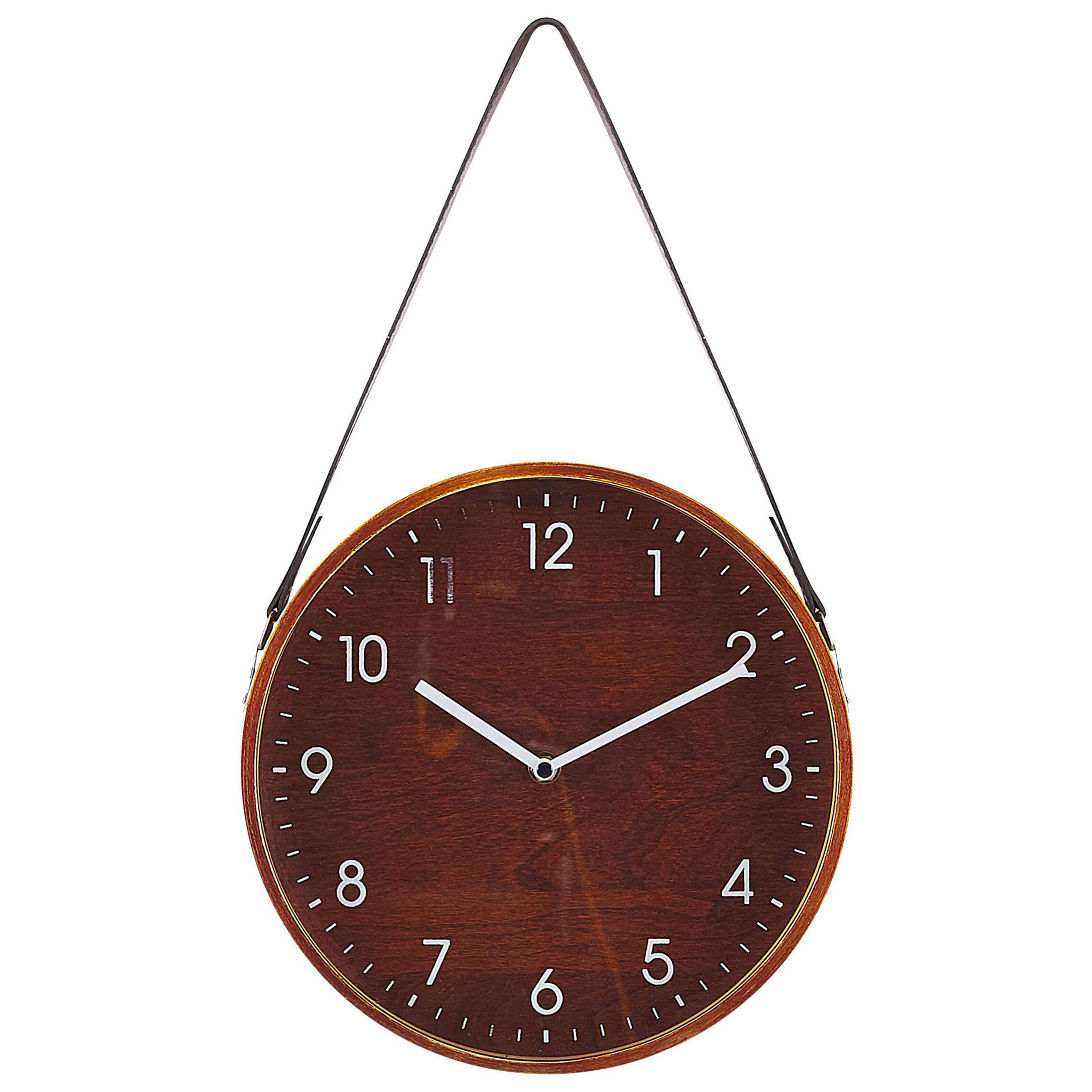 WANDUHR dunkler holzfarbton Renens - Dunkelbraun, Holzwerkstoff (26/44/6cm) - Beliani