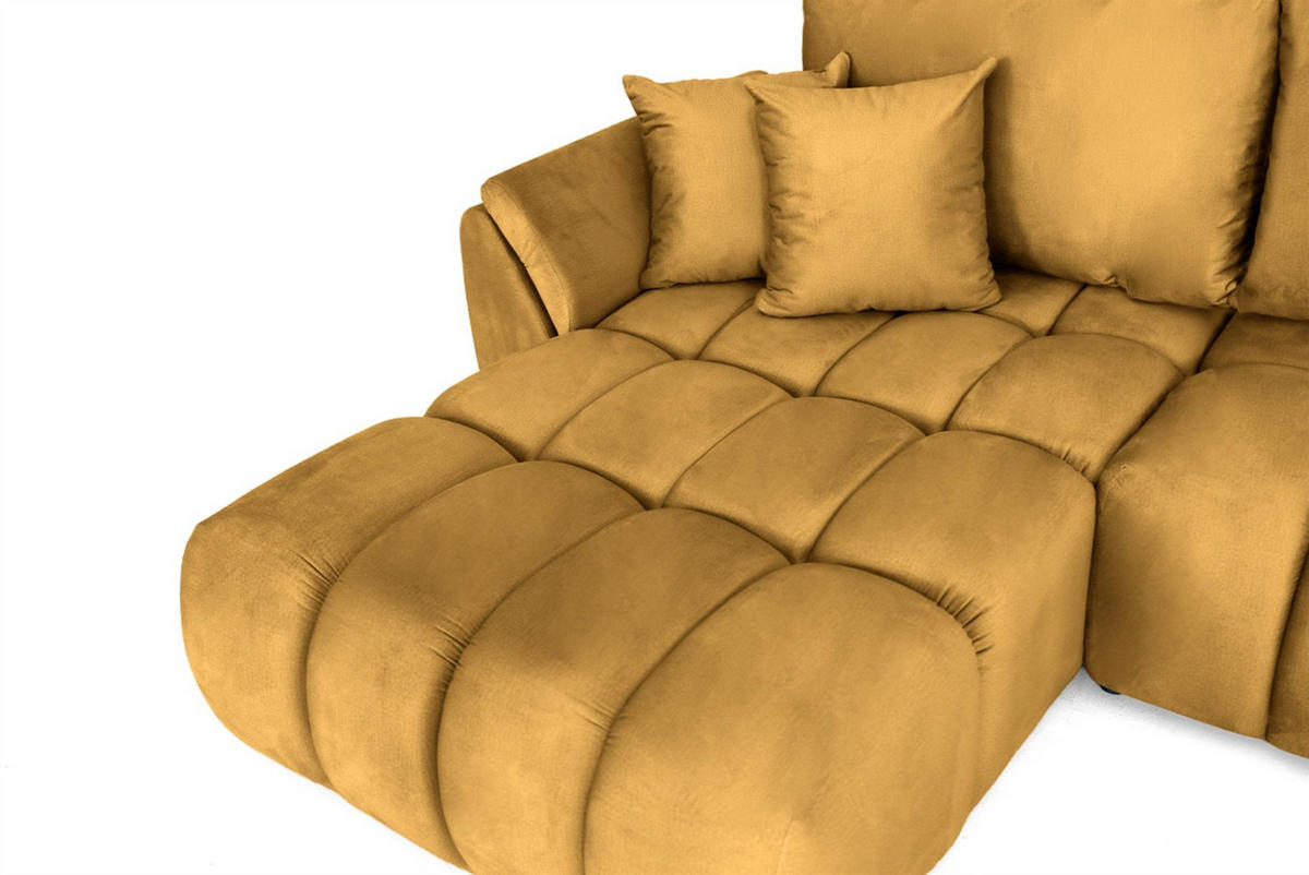 WOHNLANDSCHAFT Collin Mit Schlaffunktion - Gelb, Holzwerkstoff/Textil (382/85/185cm) - Fun Möbel