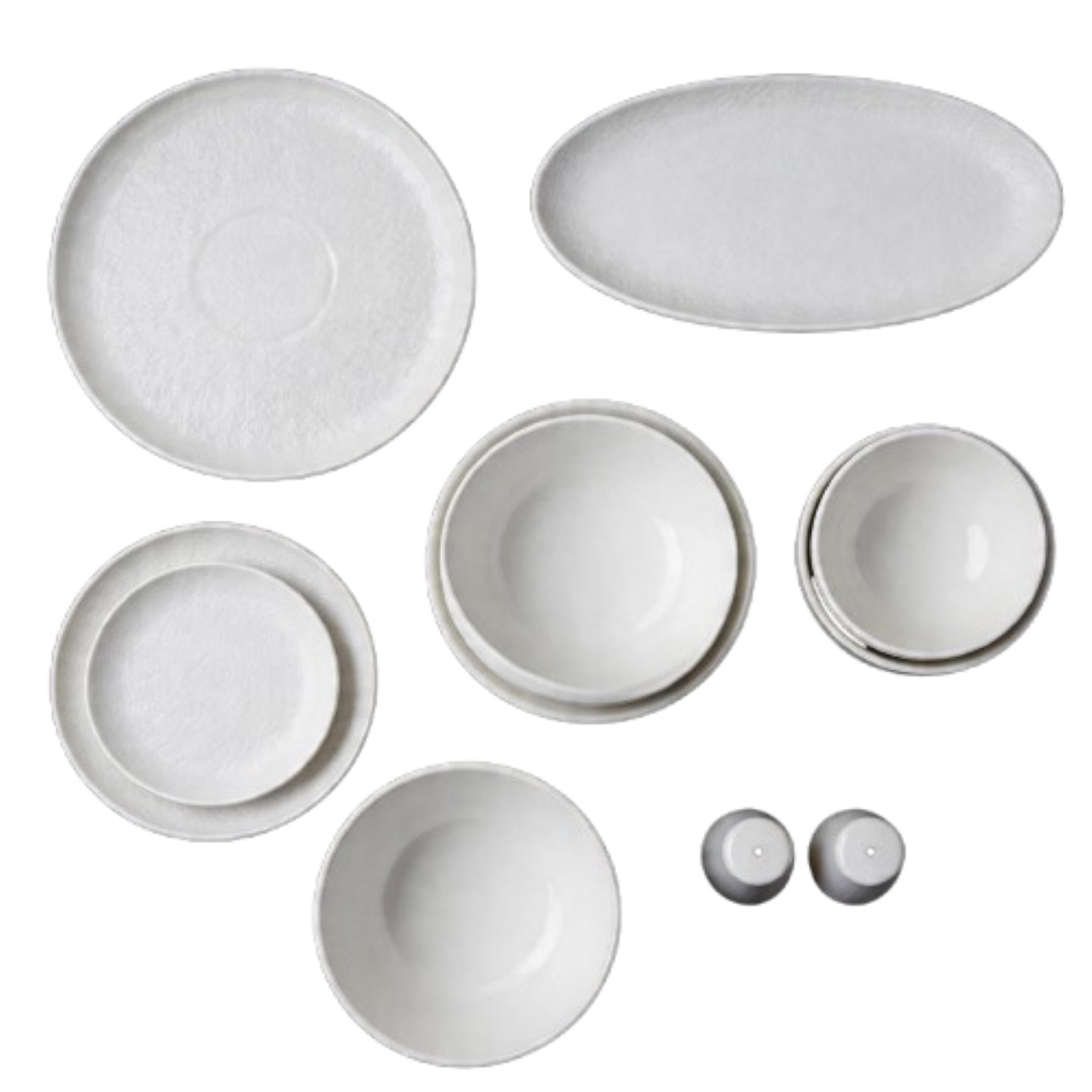 GESCHIRRSET MILA in Schieferoptik 27-tlg. weiß - Weiß, Keramik (34/36/35cm) - Mulex