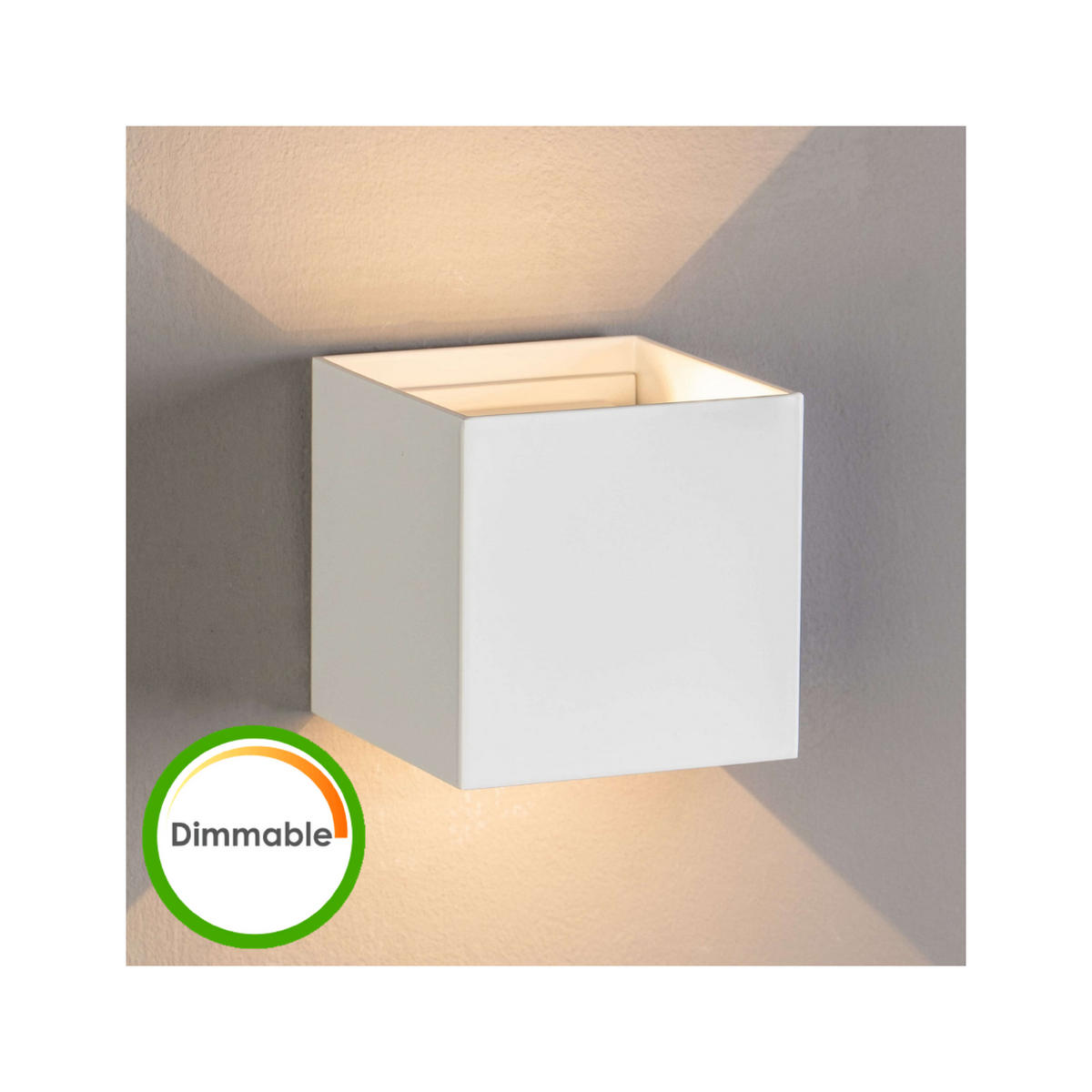 WANDLEUCHTE Cubic, Weiß, 10cm, Dimmbar - Weiß, Metall (10/10/10cm) - KOSILUM