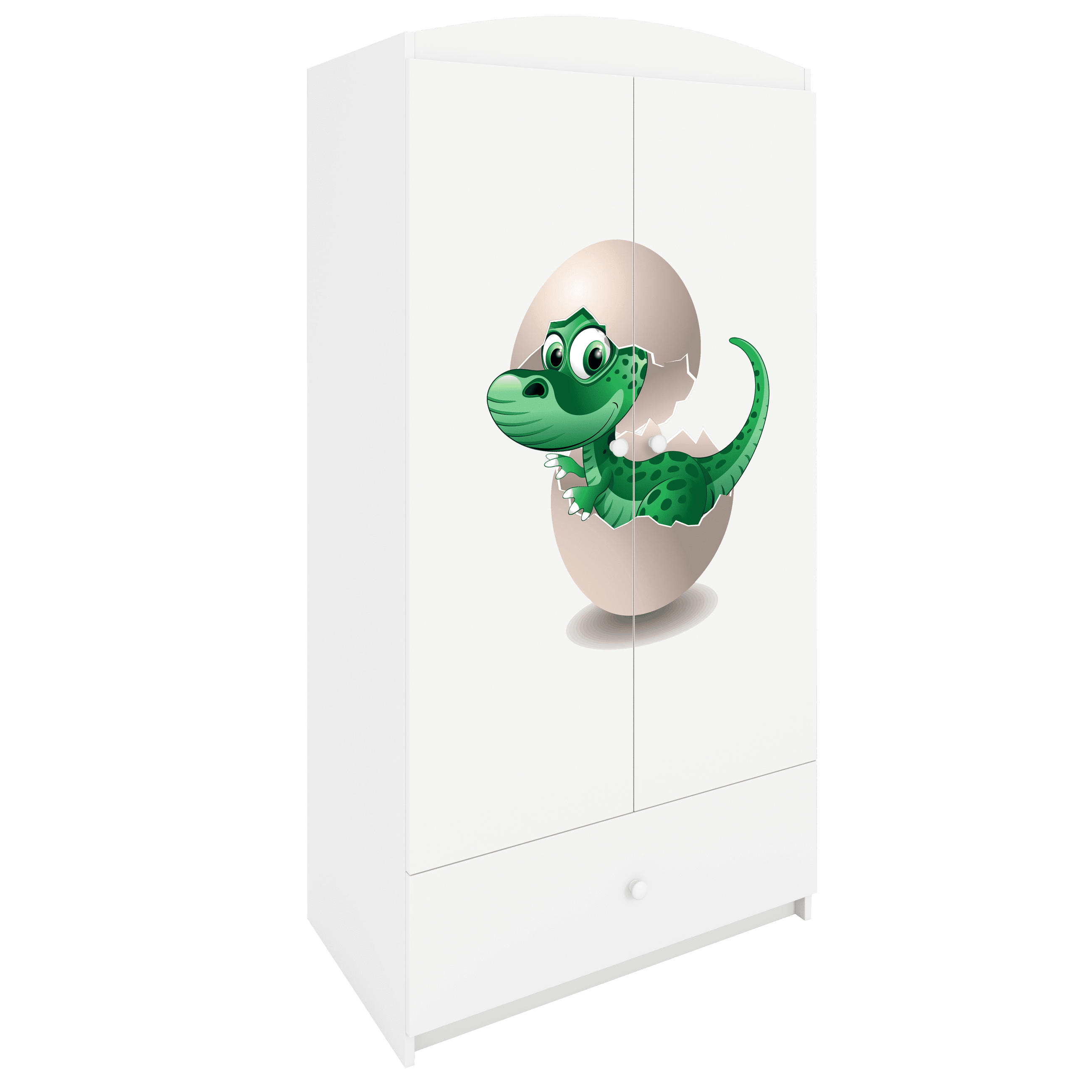 KINDERKLEIDERSCHRANK Kleiner Dino - Weiß, Holzwerkstoff (90/175/52cm) - RAUMHIRSCH FURNITURE