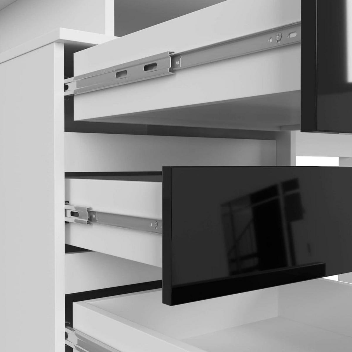 SCHREIBTISCH Weiß Matt , Schwarz Glanz 77/135/60 - Schwarz Hochglanz/Weiß, Holzwerkstoff (60/135/77cm) - RAUMHIRSCH FURNITURE